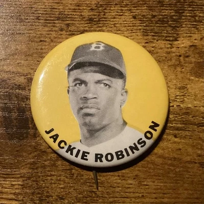 Jackie Robinson PM10 Stadium Pin Yellow Background Circa 1950s - Image 1 of 2