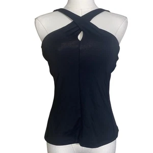 ATHLETA S Crossed Tankini Swim Top Black Small - Picture 1 of 9