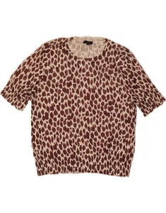 J. CREW Womens Boat Neck Jumper Sweater UK 18 XL Burgundy Animal Print AI15 - Picture 1 of 3