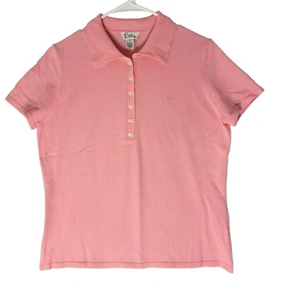Suéter Polo De Colección Lilly Pulitzer Mujer M Rosa Pálido Barbie Tejido Bordado SS Foto 1 de 4