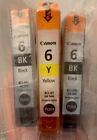 Canon Ink Cartridges x3 (BCI-6BK x2, BCI-6Y x1) | ORIGINAL AND UNUSED