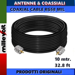 ✅ CAVO COASSIALE RG58U MIL METRI 10 (32.8 ft) CON CONNETTORI PL259 - Photo 1/6