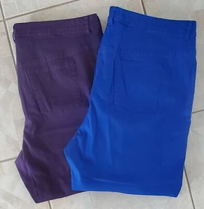 24W LOT/2 Slimmer Classic by Catherines Stretch Jeans Deep Purple & Royal Blue - Picture 1 of 12