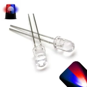 LED 50x5mm Blu Rosso Alternato Lampeggiante 1,5Hz Luce Super Luminosa Auto Polizia - Foto 1 di 3