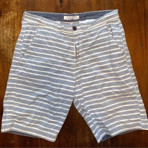 Flag & Anthem Men's Size 32 Striped Cotton Casual Shorts Blue White Summer Light - Picture 1 of 4