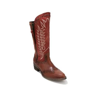 Sheryl Crow Western Leather Boot Women Size 5.5 Distressed Cognac Cowboy Boots - Picture 1 of 4