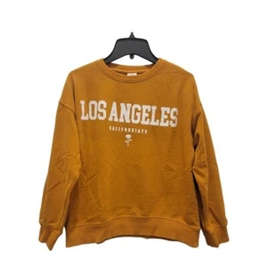 Zara Kids Mustard Los Angeles Spellout Graphic Crew Neck Sweatshirt Size 11 | 12 - Picture 1 of 6