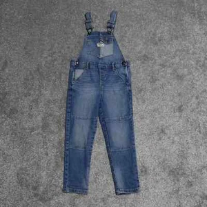 OshKosh B’gosh Overall Jeans Girl's Size 4 Blue Denim Block Patchwork Cowgirl - Picture 1 of 14