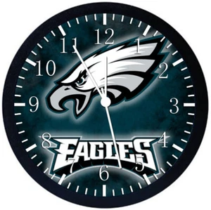Philadelphia Eagles Wall Clock Large 12" Black Frame Glass Face Non-Ticking E419 - Picture 1 of 1