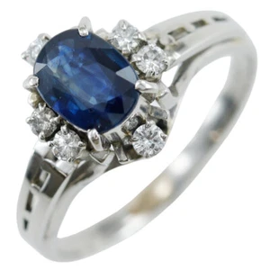 Ring Navy Pt850Platinum/sapphire/diamond #4.9(US Size) 4.5g Women - Picture 1 of 8