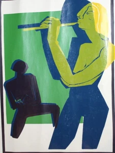 Abstraktes Portrait Flötist Tänzerin Druck - Bild 1 von 8