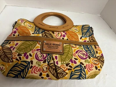 Relic  Boho Hand Bag with Wood Handles Floral Print NEW w/o Tags - Image 1 of 4