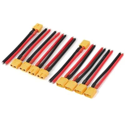 5 Pair RC Lipo XT60 Male Female Connector Plug w/100mm 12AWG Silicone Cable Wire - Image 1 of 4