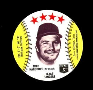 1977 MSA Detroit Caesars Discs MIKE HARGROVE Texas Rangers MINT - Picture 1 of 2