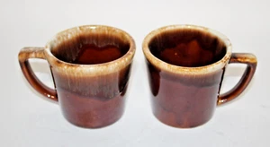 McCoy Keramik Braun Tropfglasur Kaffeetassen Tassen D-Griff USA 2 Stück - Bild 1 von 5