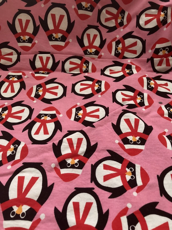 Pink Penguin Holiday/Winter Cotton Fabric, 3/4 Yard - Image 1 of 1