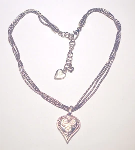 Lovely BRIGHTON NECKLACE 3 Chain REVERSIBLE HEART PENDANT signed B - Picture 1 of 3