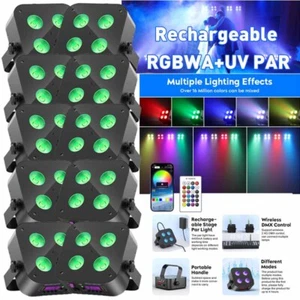 Rechargeable 4LED RGBWA UV Battery Par Stage Light DMX APP Party Show Wireless - Picture 1 of 24