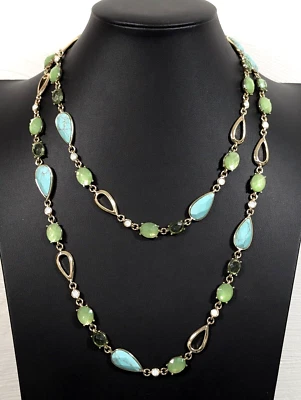 Collar Anne Klein Boho Coastal Prep Azul Verde Imitación Turquesa Capas Largas Foto 1 de 4