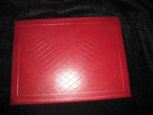 Luxury Bontruper Red Genuine Leather 24K Gold Gilded Weave Desk Blotter  - Picture 1 of 10