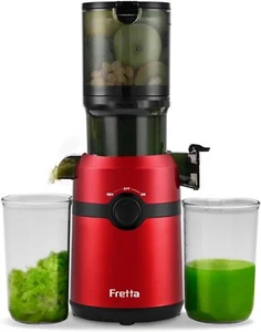 Fretta Cold Press Slow Masticating Juicer, High Yield 200W, 4.25” Chute, 1L, Red - Picture 1 of 5
