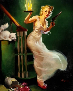 Gil Elvgren Pin-Up "Looking for Trouble" 8"x10" Reproduction Art Print 8x10 - Picture 1 of 3
