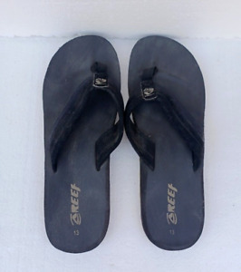 Reef Men's Black Suede Flip Flop Sandals Thongs Size 13