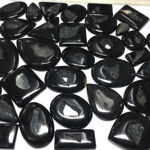Natural Black Onyx Loose Wire Wrap Gemstone For Necklace Supply Druzy - Picture 1 of 11