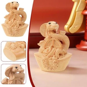 Wooden Hand Carved Snake Figurine Snake Statue Household Ornament Good Z2L2 F0N5 - Picture 1 of 10