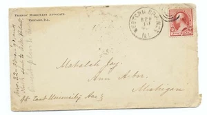US 1890 Corner Missionary Advertising Mail Cover #220 Western Springs IL to Ann - Picture 1 of 3