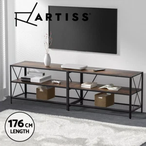 Artiss Entertainment Unit TV Stand 3-tier Display Shelves Vintage Rustic Walnut - Picture 1 of 8