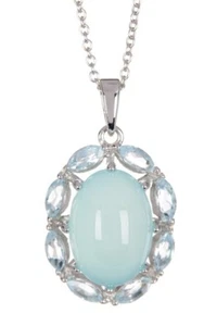 Savvy Cie Blue Chalcedony & Blue Topaz Pendant Necklace - Picture 1 of 7