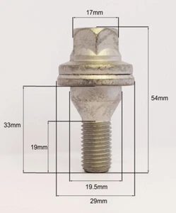 1 X M12 X 1.5, 33Mm Rosca, Tornillos De Rueda Con Asiento Plano (Plata) - Bild 1 von 1