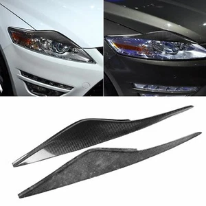 Fit For Ford Mondeo MK4 2007-13 Carbon Fiber Headlamps Light Brow cover Trim 2pc - Foto 1 di 9