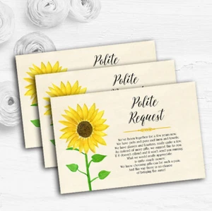 Vintage Sonnenblume formell personalisiert Hochzeitsgeschenk Geldwunsch Gedicht Karten - Bild 1 von 1