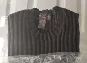 BANANA REPUBLIC Sz L Extra-Fine Italian Merino Wool Crewneck Sweater Grey Ribbed - Picture 1 of 11