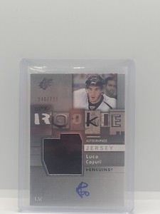 2009-10 SPx Rookie Auto Jersey /799 Luca Caputi #159 Rookie Auto RC Penguins 
