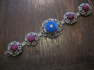 reich verziertes Trachten Armband Medallion Blüte Rarität silber 1950 wie neu - Picture 1 of 1