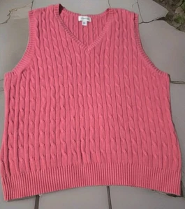 St Johns Bay Woman Sport Cable Knit Vest Top Sweater Pullover Salmon Womens - Picture 1 of 6
