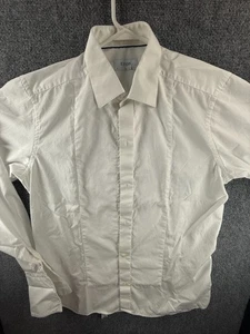 Camisa Eton Slim Piqué Algodón 17 Blanca Abotonada Manga Larga Para Hombre Premium Sólida - Imagen 1 de 20