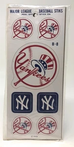 Vintage 1968 NEW YORK YANKEES Peel Off Stick On MLB Baseball STIKS SEALED - Picture 1 of 2