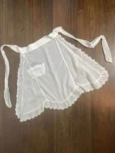 Vintage 30er 30er Jahre ausgefallene Schürze Dienstmädchen Hostess Party weiß Spitze transparent - Bild 1 von 12