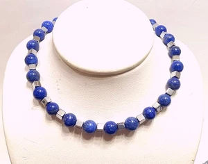Lapis Necklace. Elegant 14K White Gold Fishtail Clasp. AVAILABLE in any LENGTH. - Picture 1 of 11