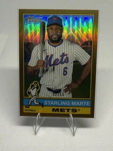 2025 Topps Heritage SP Starling Marte Gold Chrome Refractor #32/50 Mets #417 SP - Picture 1 of 1
