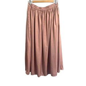Falda midi Uniqlo mezcla viscosa rosa pétalo completa forrada con bolsillos talla L - Imagen 1 de 8