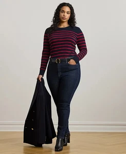 Lauren Ralph Lauren Plus Size Striped Crewneck Sweater - Picture 1 of 18