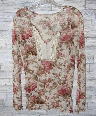 Blusa Top Ralph Lauren Denim & Supply Talla Grande Transparente Floral Encaje Femenino Foto 1 de 4