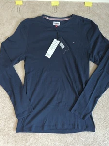 Tommy Jeans XXL Navy Blue Long Sleeve Organic Cotton T-shirt - Bild 1 von 6