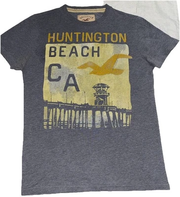 Camiseta Original Hollister Huntington Beach Juvenil Lg Gráfico Envejecido, De Colección Foto 1 de 3