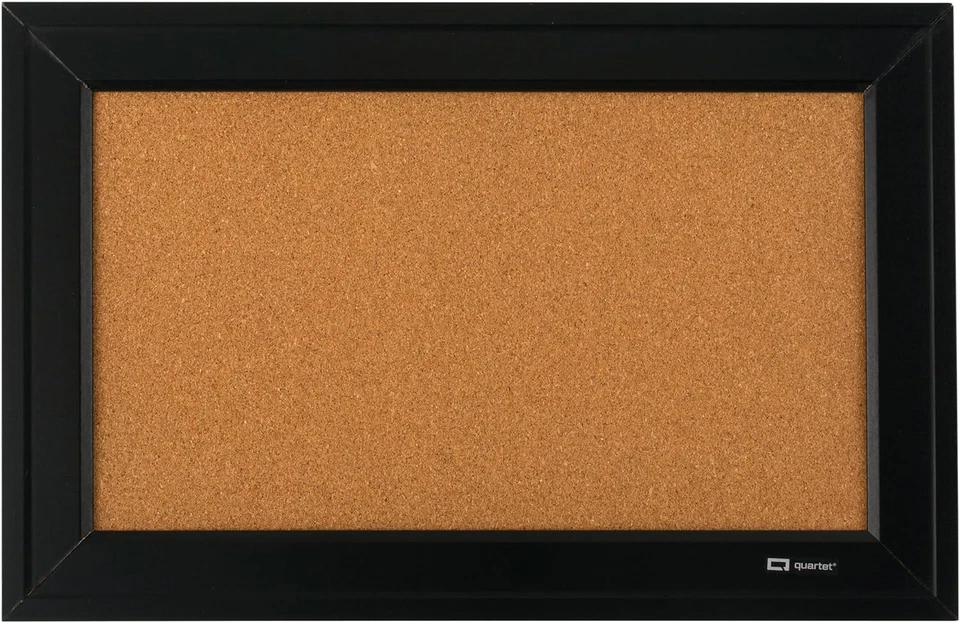 Quartet Cork Bulletin Board, Framed Corkboard, 11” X 17”, Black Frame, Message B - Image 1 of 4